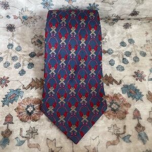 Gucci Vintage Blue and Red Patterned Luxury Silk Tie